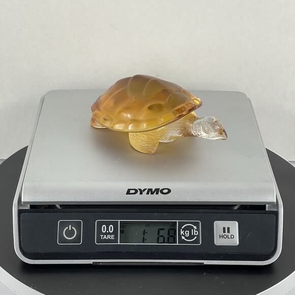 Original Signed LALIQUE French Crystal Glass "Caroline" Amber Turtle Sculpture - Picture 11 of 11